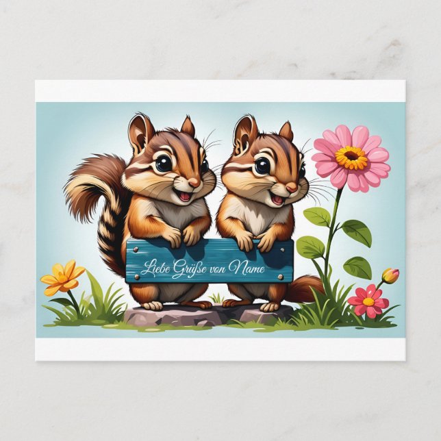 Streifenhörnchen schicken Grüße Vykort (Framsida)