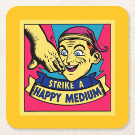 Strejka A Medium Lycklig Underlägg Papper Kvadrat