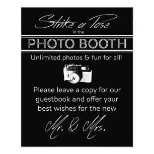 Strejka a Pose Booth Sign in Black Fototryck
