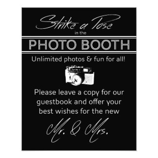 Strejka a Pose Booth Sign in Black Fototryck