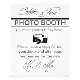 Strejka a Pose Photo booth Sign Fototryck