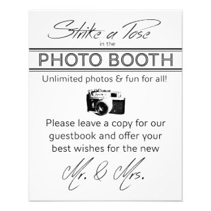 Strejka a Pose Photo booth Sign Fototryck