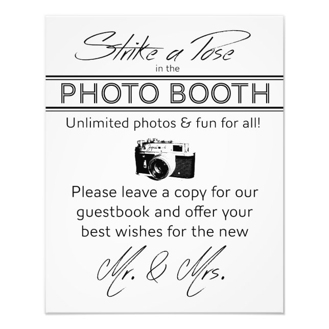 Strejka a Pose Photo booth Sign Fototryck (Framsidan)