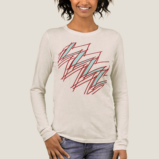 Strejka av mörk Red Squiggle Aqua Lightning T Shirt (Framsida)