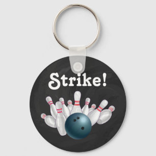 Strejka! Blåttbowlingklot med stiftnyckelringen Nyckelring