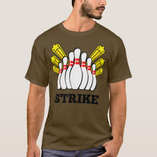 Strejka Bowling-utskrift med 10 Stift och stjärnor T Shirt