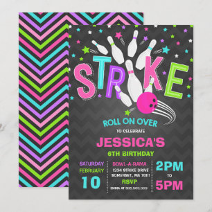 Strejka för Bowling-inbjudan Födelsedagsfest Inbjudningar