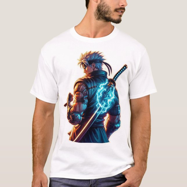 Strejka först. Bränn brighter." Cyberpunk Anime Fi T Shirt (Framsida)