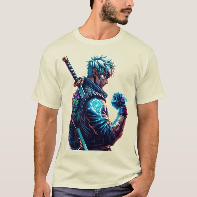 Strejka först. Bränn brighter." Cyberpunk Anime Fi T Shirt (Framsida)