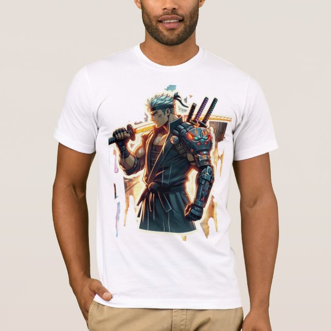 Strejka först. Bränn brighter." Cyberpunk Anime Fi T Shirt (Framsida)