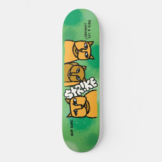 Strejka"katt" däck old school skateboard bräda 21,6 cm (Framsida)