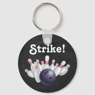 Strejka! Lila Bowling Ball med Stift Nyckelring