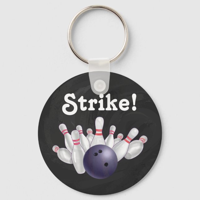 Strejka! Lila Bowling Ball med Stift Nyckelring (Framsida)