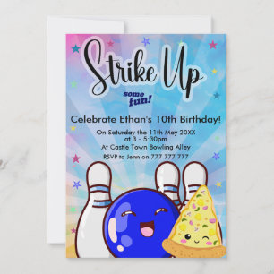 Strejka lite Roligt, Tie Dye Boys Bowling Party Inbjudningar