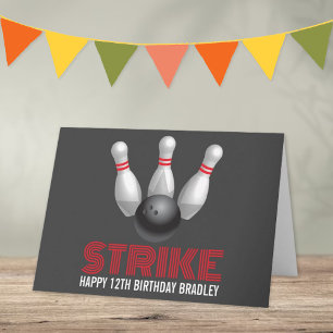 Strejka! Modern Bowling Birthday Kort