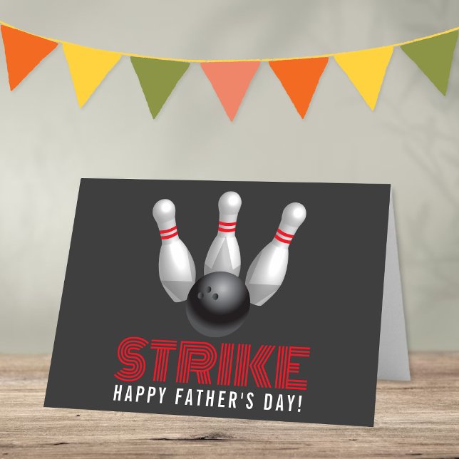 Strejka! Modern Bowling Lycklig Fars dag Kort (Skapare uppladdad)