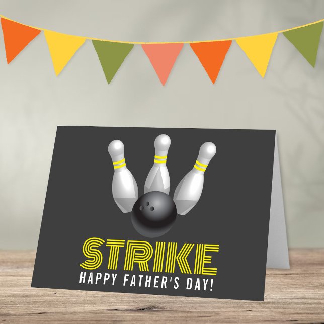 Strejka! Modern Bowling Lycklig Fars dag Kort (Skapare uppladdad)