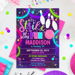 Strejka om Bowling Birthday Inbjudningar