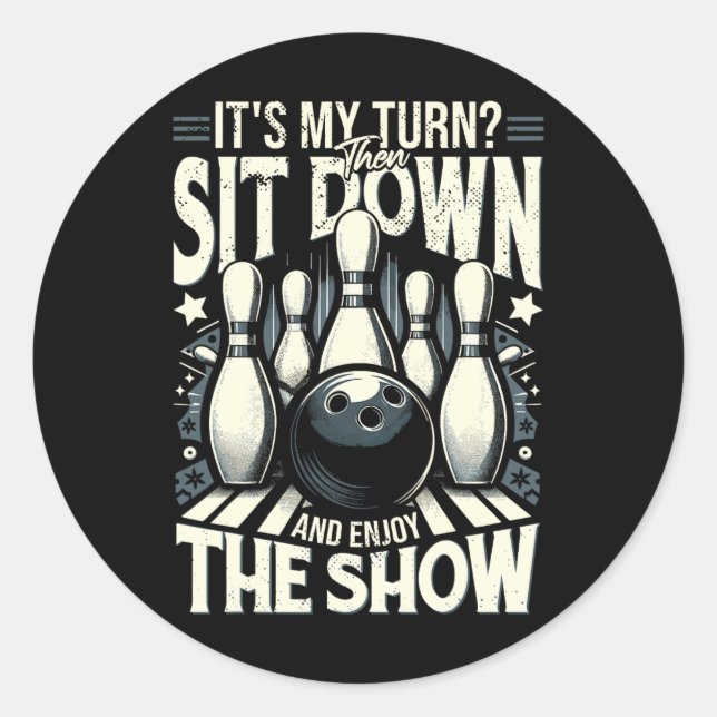 Strejka Pin Bowling Runt Klistermärke (Framsida)