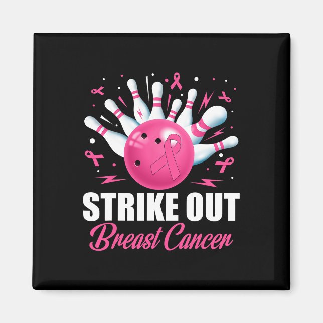Strejka ut Bowling Ball Stift Breast Cancer Rosa R Magnet (Framsidan)