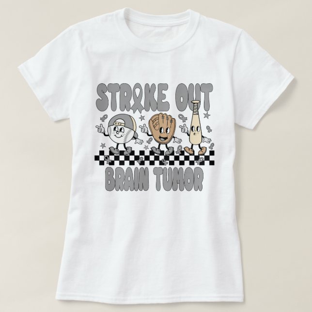 Strejka ut-Brain Tumor Grått-menyfliksområde T Shirt (Design framsida)