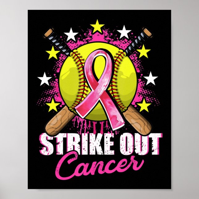 Strejka ut Breast Cancer Awareness Day Rosa Ribbon Poster (Framsidan)