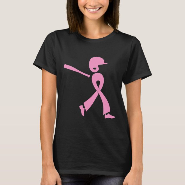 Strejka ut Breast Cancer Awareness Rosa Ribbon Bas T Shirt (Framsida)