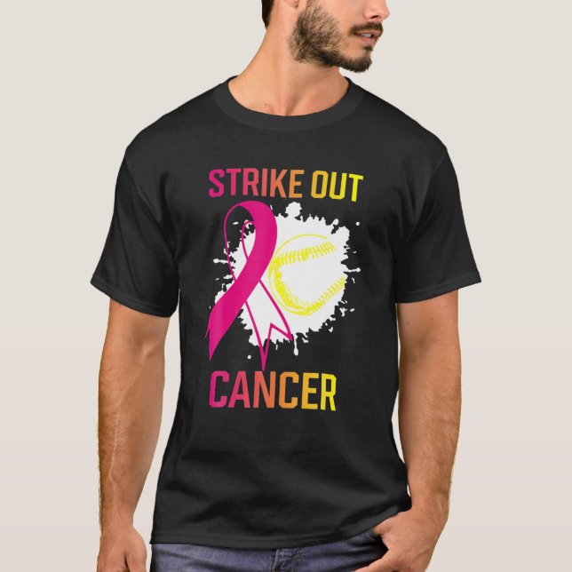 Strejka ut Breast Cancer Awareness Softball Boll F T Shirt (Framsida)