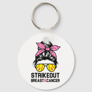 Strejka ut Breast Cancer Awareness Softball Mamma Nyckelring