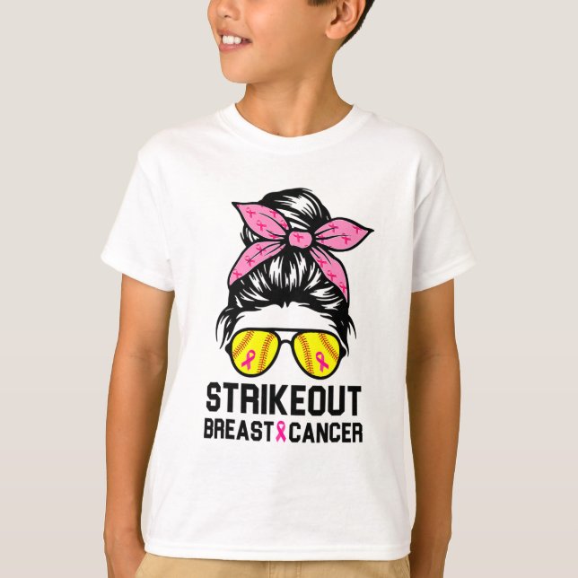 Strejka ut Breast Cancer Awareness Softball Mamma  T Shirt (Framsida)