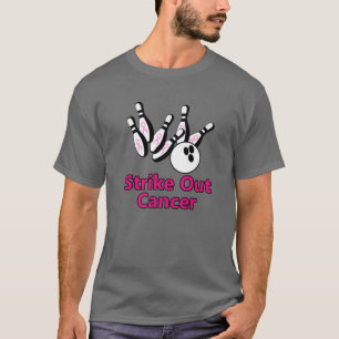 Strejka ut Breast Cancer Bowling Stift Rosa Ribbon T Shirt
