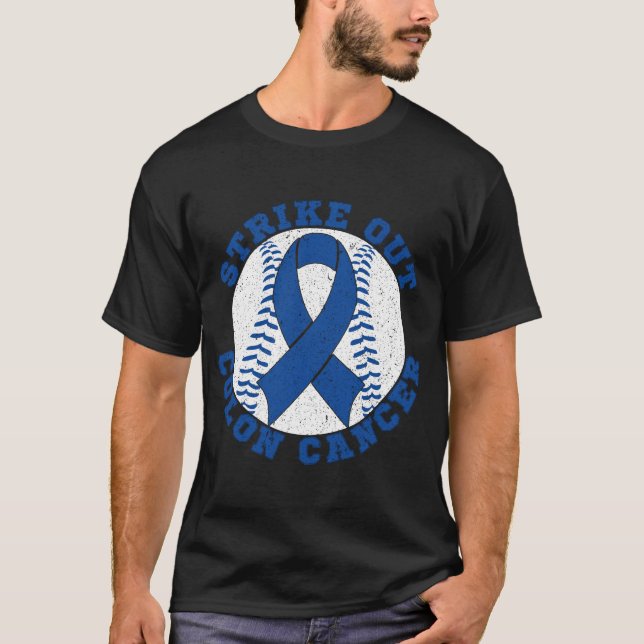 Strejka ut Colon March Cancer Awareness Baseball T Shirt (Framsida)