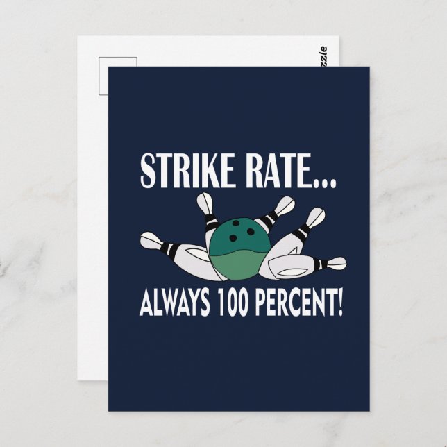 Strejkan Bowling Pin Boll Team Vykort (Fram/baksida)