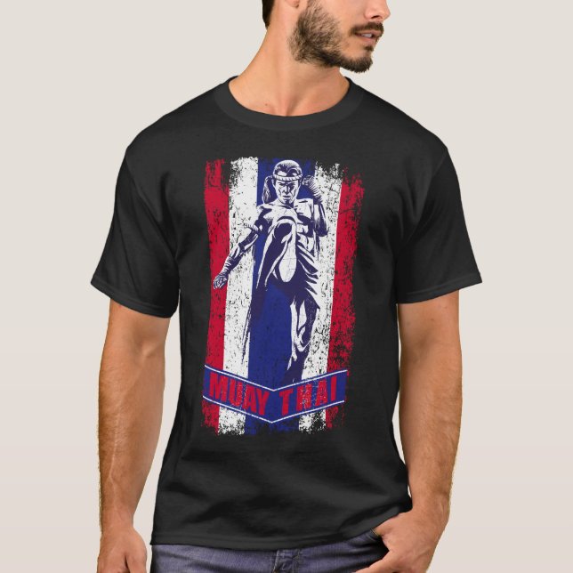 Strejkan Muay Thai Fighter Thailand Flagga T Shirt (Framsida)