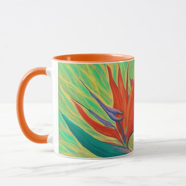 Strelitzia Bird of Paradise Tropical Flower Art Mugg (Vänster)