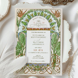 Strelitzia Colorful Bröllop Art nouveau Mucha Inbjudningar