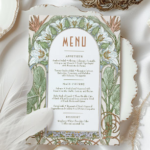 Strelitzia Menu Bröllop Vintage Art nouveau Inbjudningar