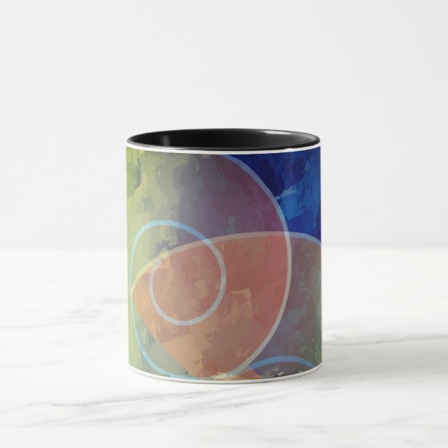"Strenght" Orange, Blue & Gult Abstrakt Art Mugg (Center)