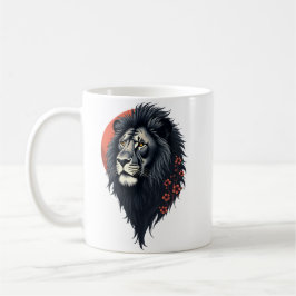 Strength and delicacy united, a black lion kaffemugg