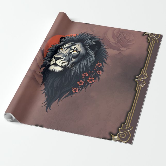 Strength and delicacy united, a black lion presentpapper (Utrullad)