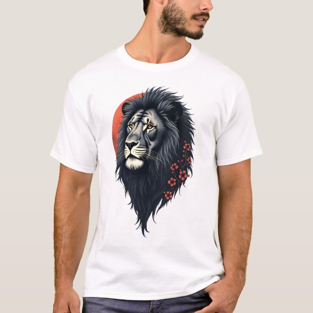 Strength and delicacy united, a black lion t shirt (Framsida)