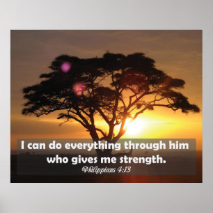 Strength Bible Verse Philippians 4:13 Poster