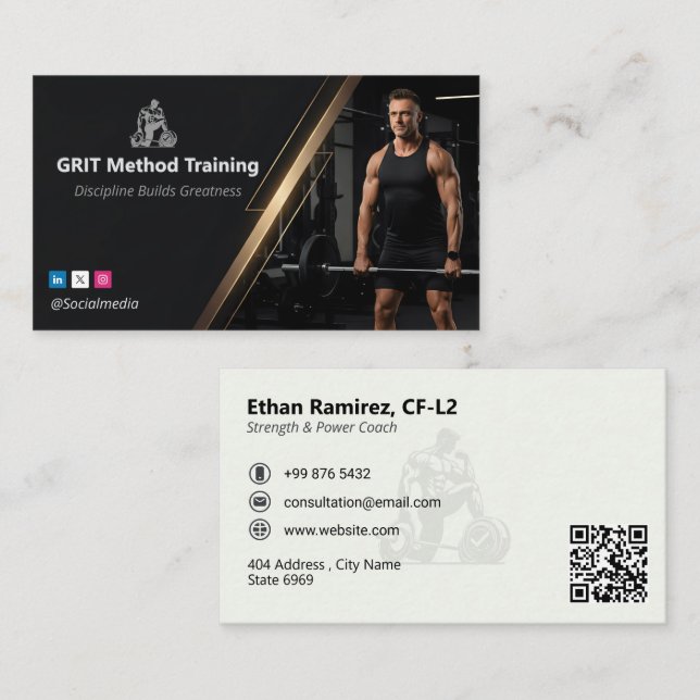 Strength Coach | Luxury Fitness Visitkort (Fram/baksida)