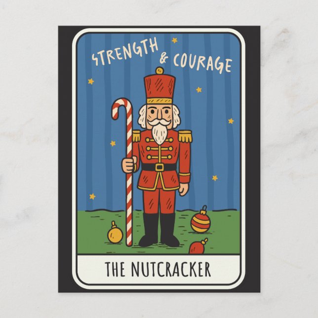 Strength & Courage Nutcracker Soldier Christmas  Helg Vykort (Framsida)