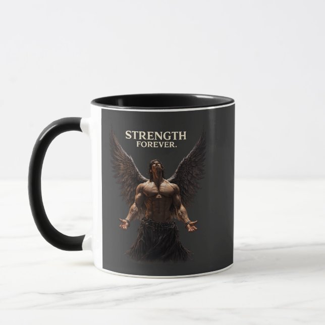 Strength Forever Dark Angel Design – Motivational  Mugg (Vänster)