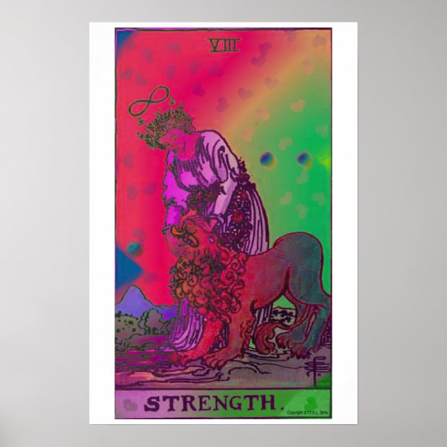 Strength Tarot Card Psychedelic Poster (Framsidan)
