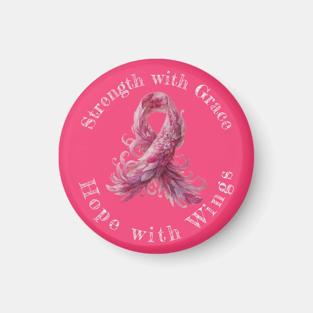 Strength with Grace – Breast Cancer Awareness  Magnet (Framsidan)
