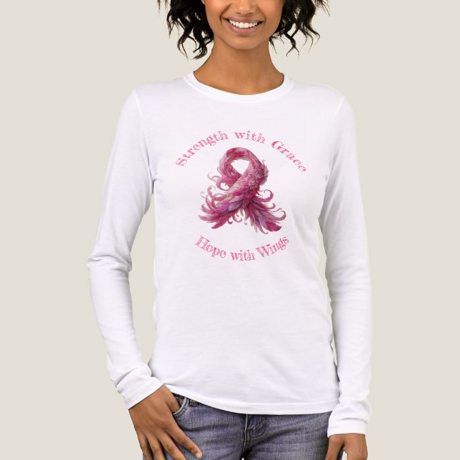Strength with Grace – Breast Cancer Awareness  T Shirt (Framsida)