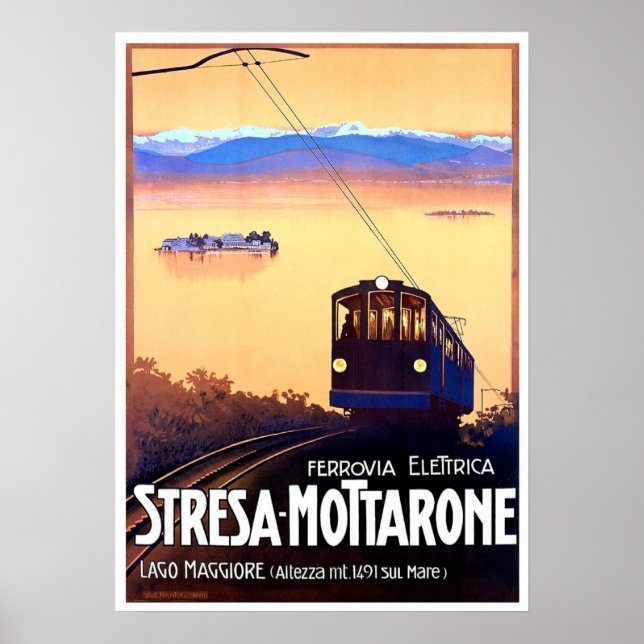Stresa-Mottarone elektriska järnväg, Italien, vint Poster (Framsidan)