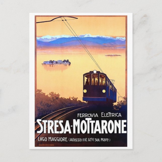 Stresa-Mottarone eljärnväg, Italien, vintage Vykort (Framsida)
